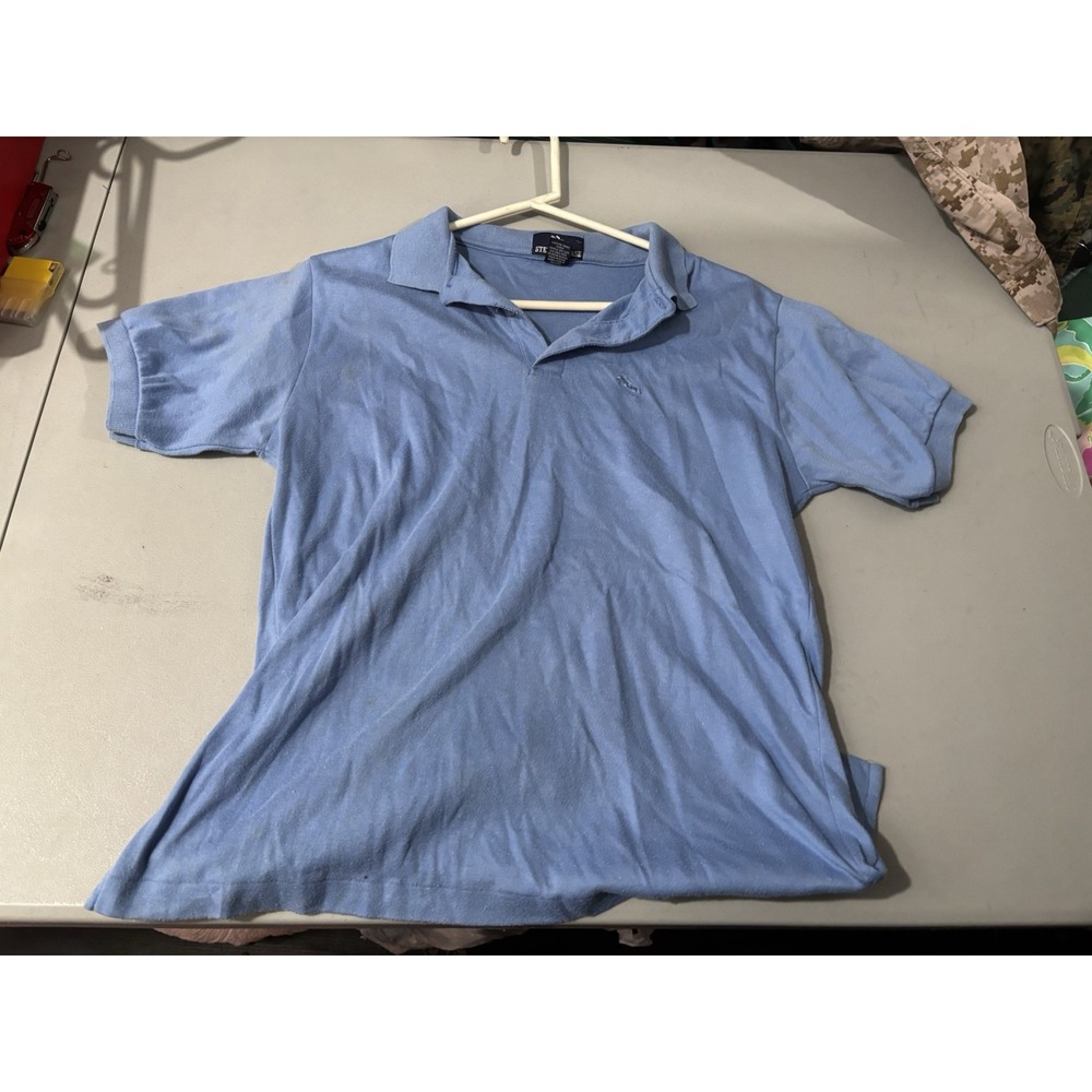 VTG 80s Steeplechase Preppy Polo Adult Large Blue Lightweight